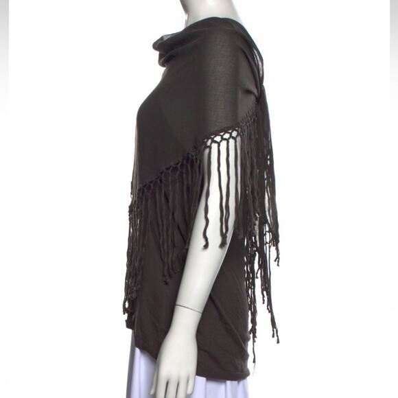ALICE + OLIVIA Shawl Shirt, Size Small, Brown/Gray, Designer, Fringe - Picture 3 of 7